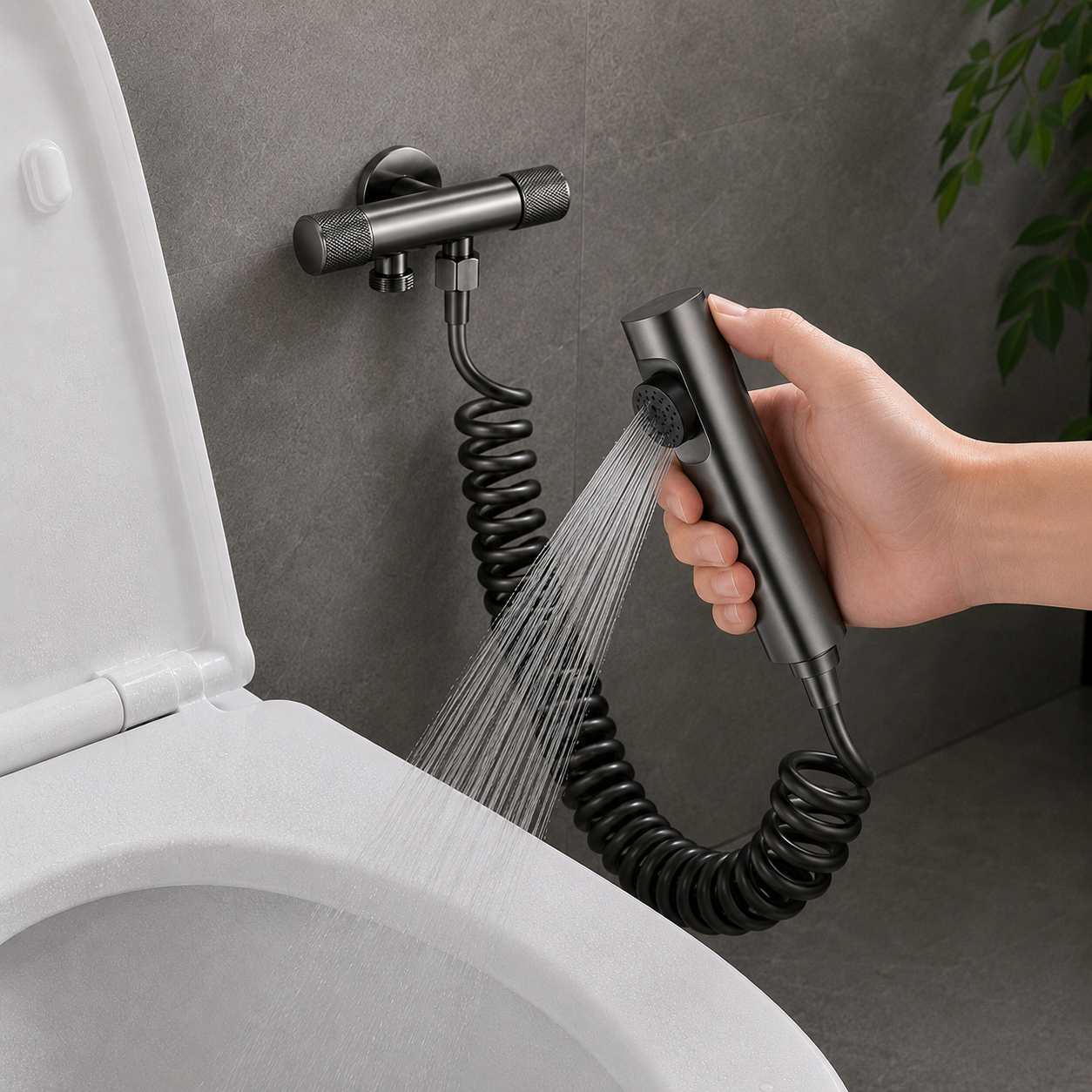 Stainless Steel One-In Two-Outlet Toilet Bidet Sprayer