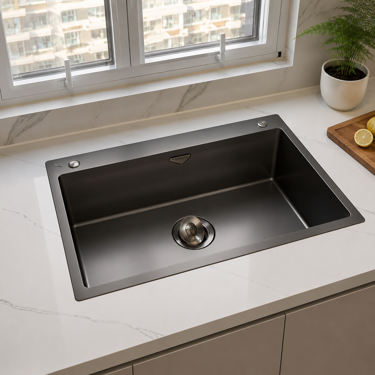 Large Single-Bowl Stainless Steel Kitchen Sink