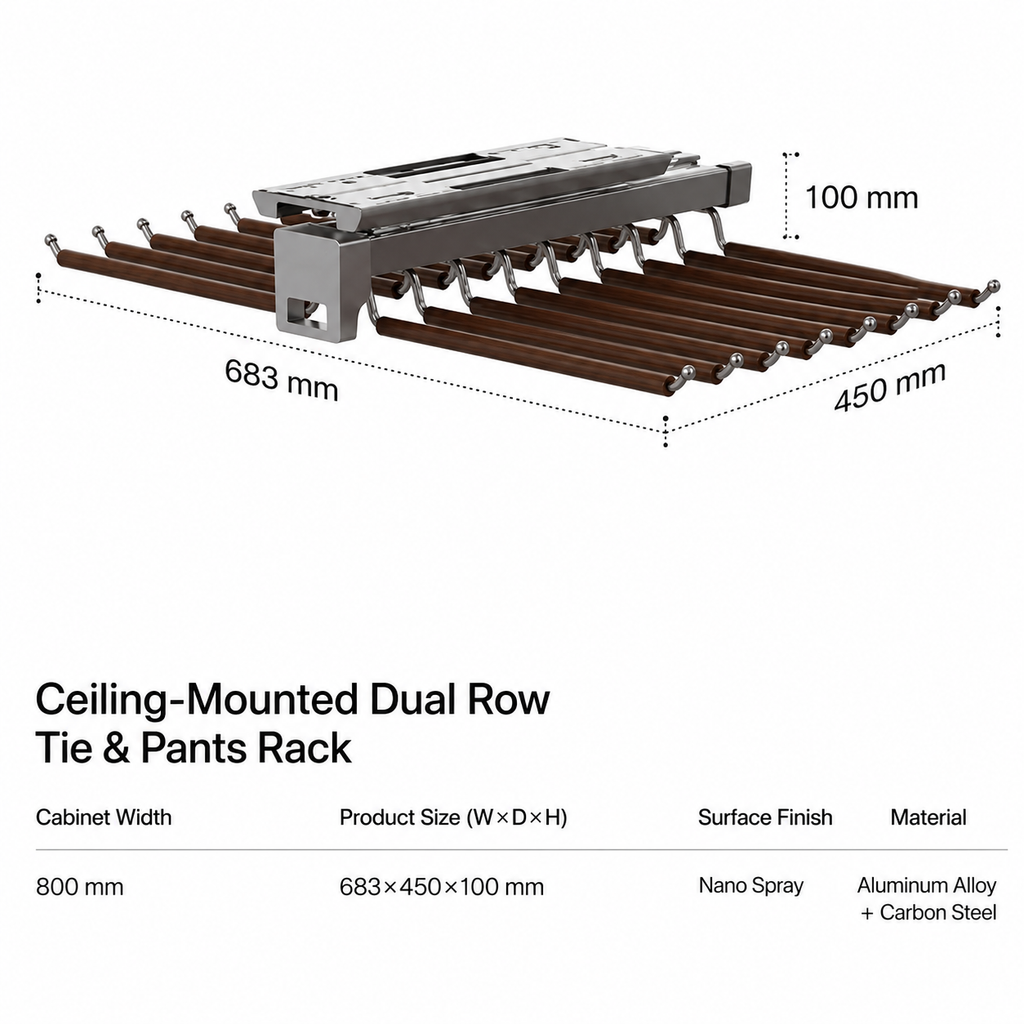 Top-Mounted Double-Row Slide-Out Trouser Rack