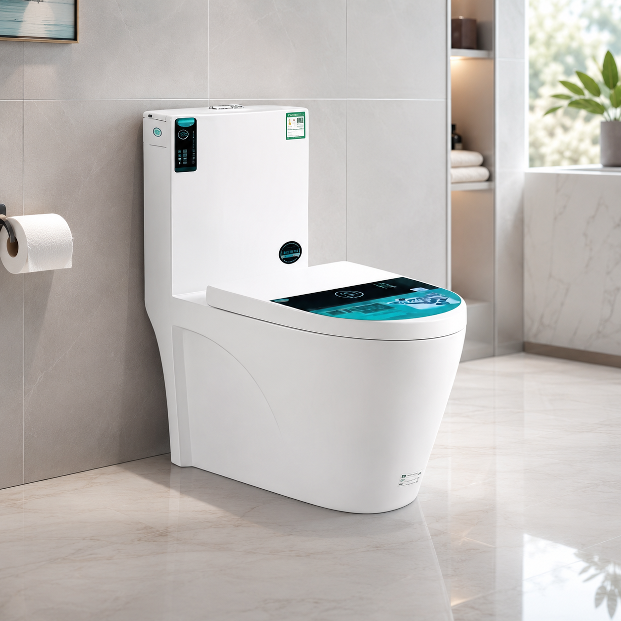 Household Floor-Mounted Siphonic Ceramic Toilet — Anti-Odor & Splash-Proof for Bathroom