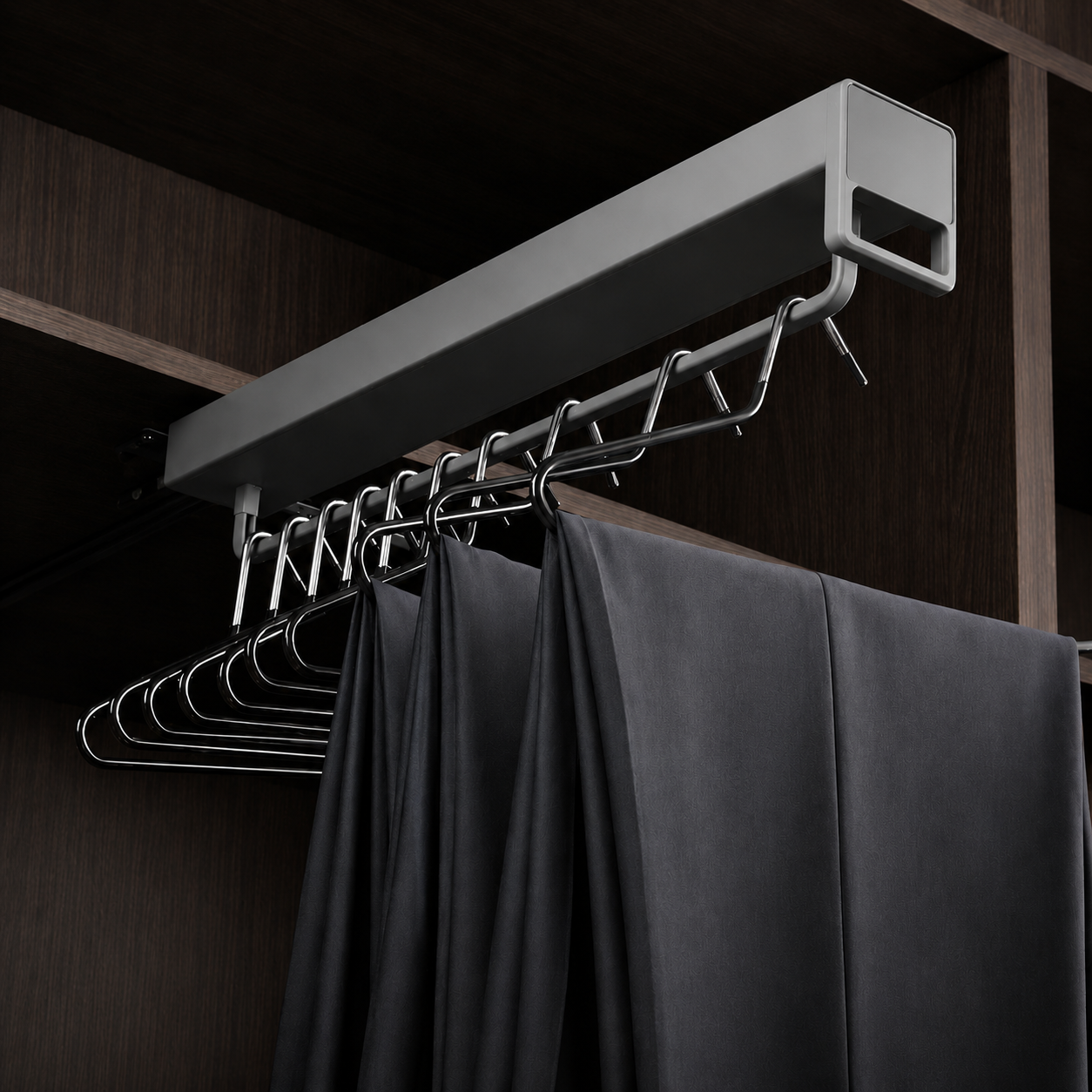 Top-Mounted Pull-Out Trouser Rack for Wardrobe