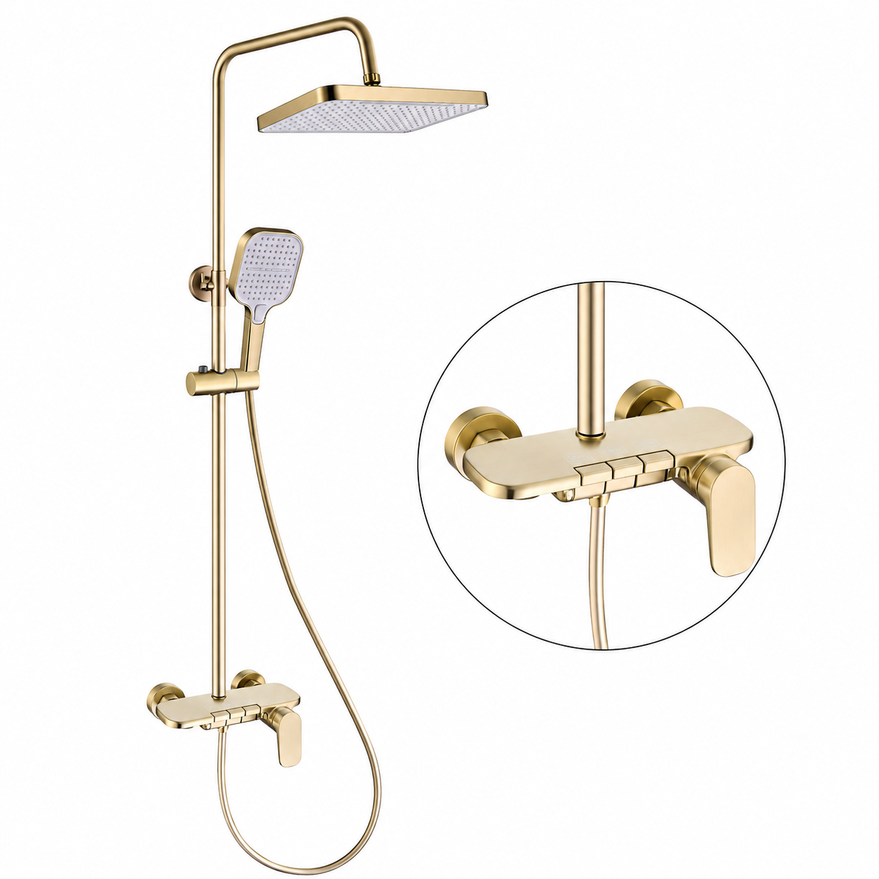 Gold-Tone Pressure-Boosting Piano-Key Shower Set for Bathroom