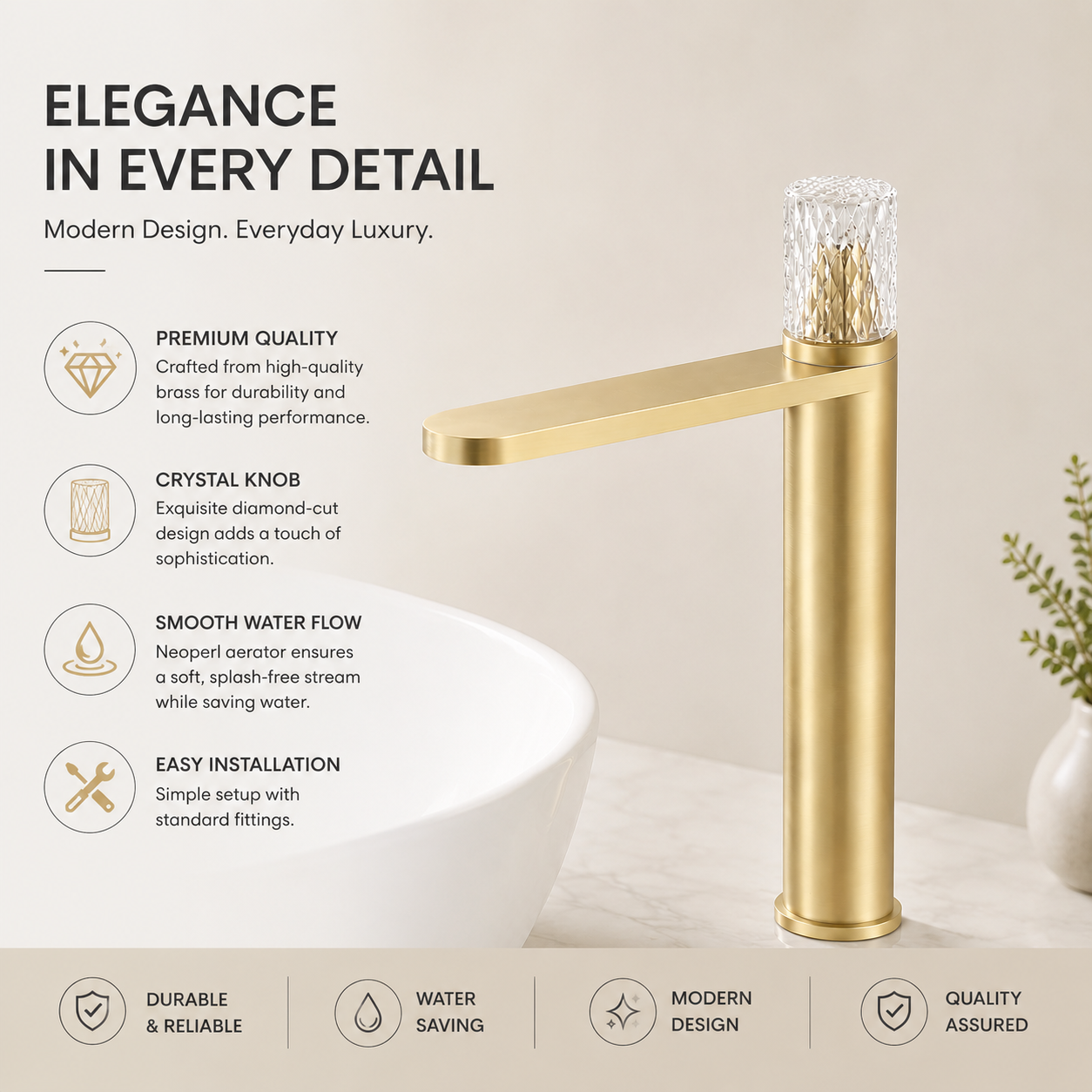 Light Luxury Rose Gold Hot & Cold Bathroom Faucet